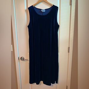 Vintage Stonebridge Elegant Navy Velvet Sleeveless Dress Size 22W Classic